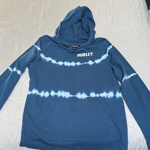Hurley Blue and White Hoodie Tie-Dye Kids Large